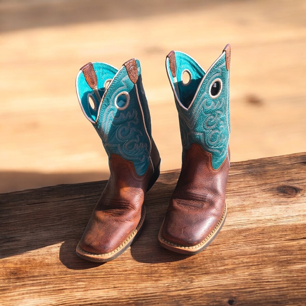 Ariat Women's Teal Crossfire 10005989 Leather Mid-Calf Western Boots Wo Size 3.5